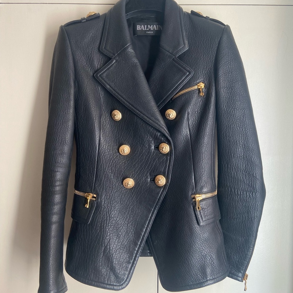 Balmain Black and Gold Blazer with Military-Inspired Design
